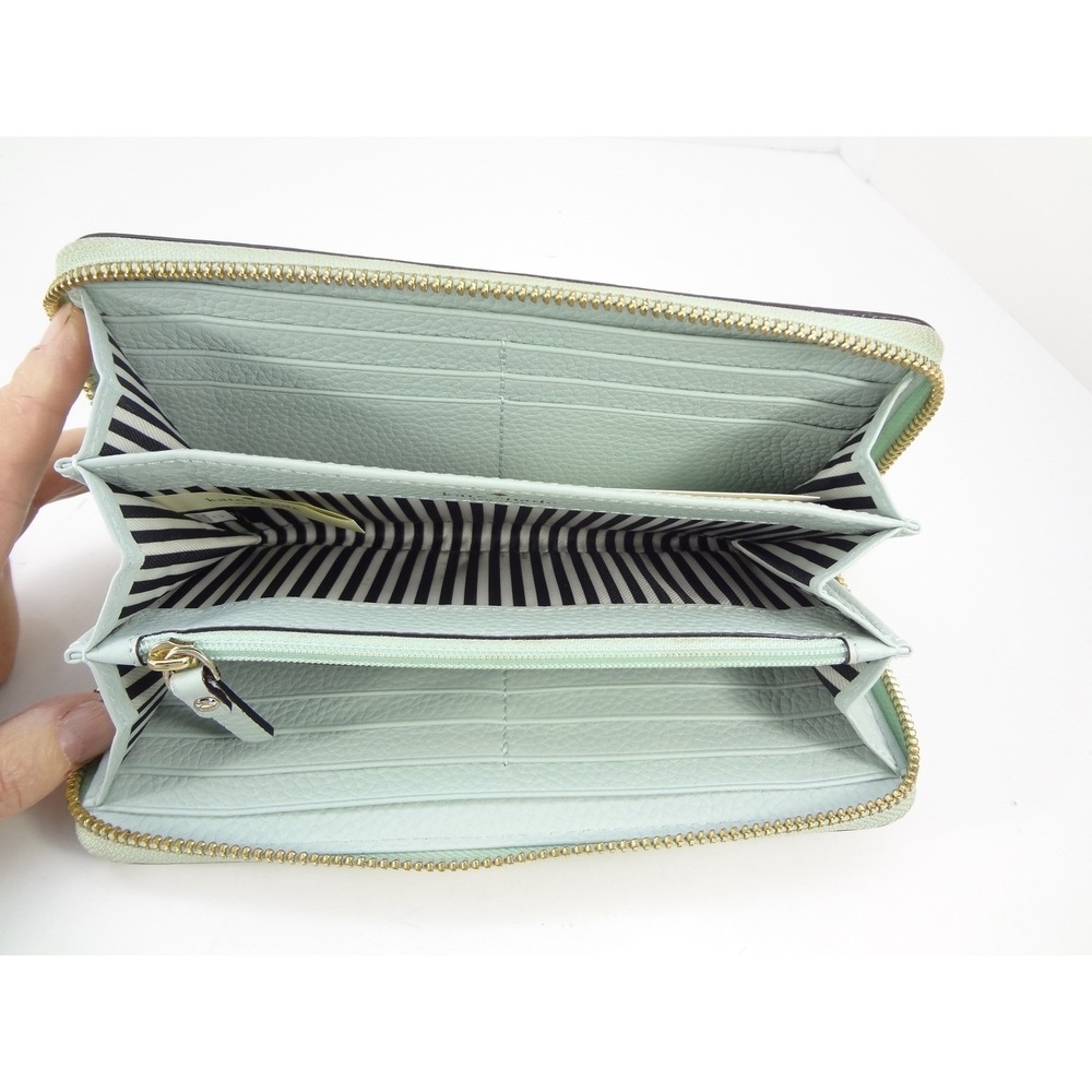 Kate Spade Light Pistachio Pebbled Leather Zip Around Continental Wallet D111 - Picture 6 of 7